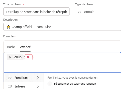 Le rollup de score dans la boîte de réception