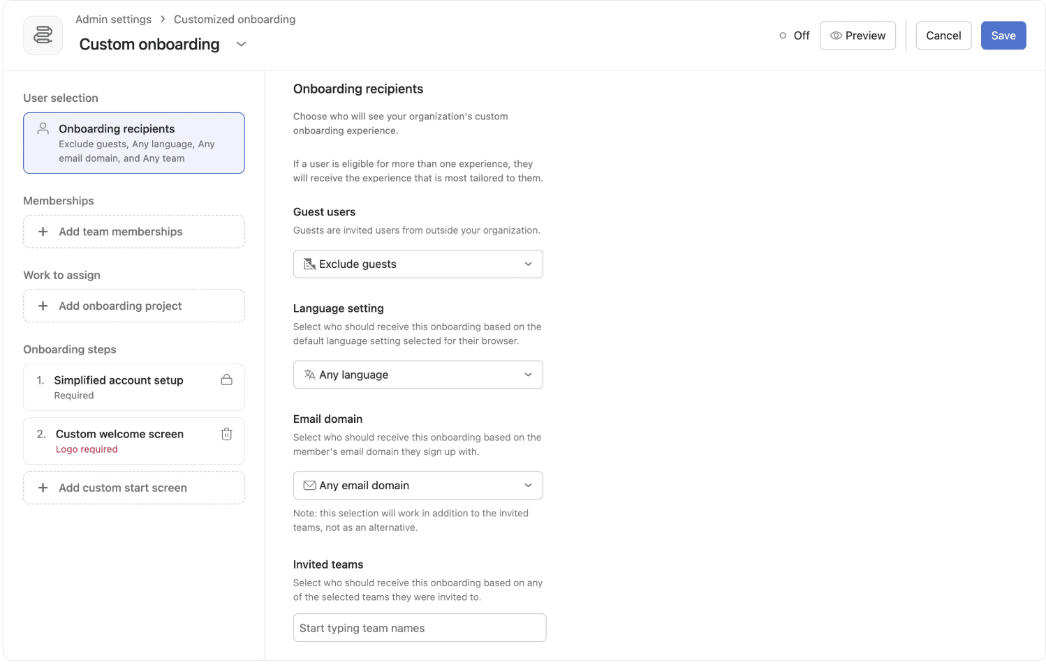 Custom Onboarding