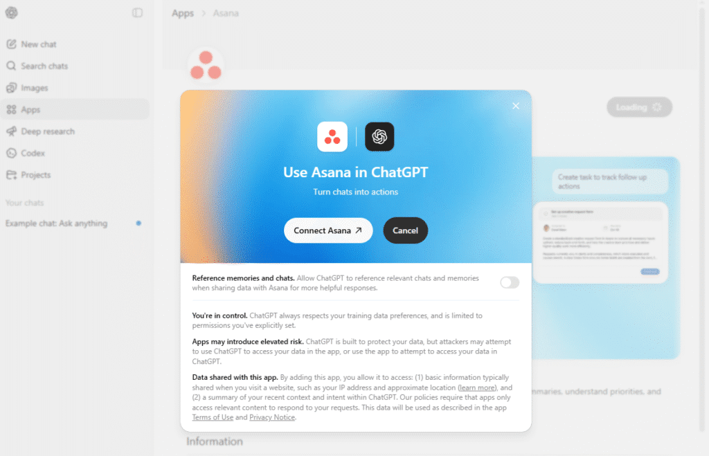 ChatGPT x Asana Connect Asana