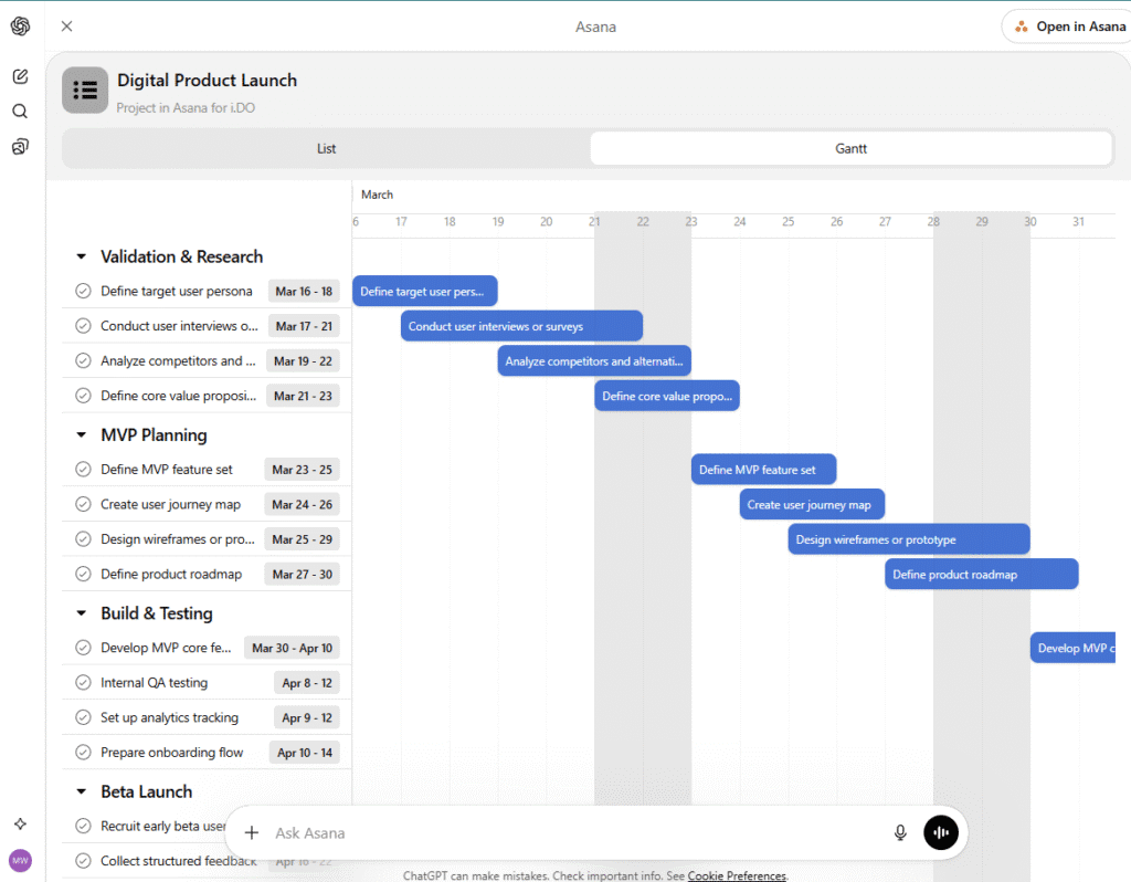 ChatGPT x Asana Digital Product Launch