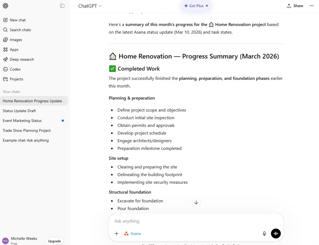 ChatGPT x Asana Home Renovation
