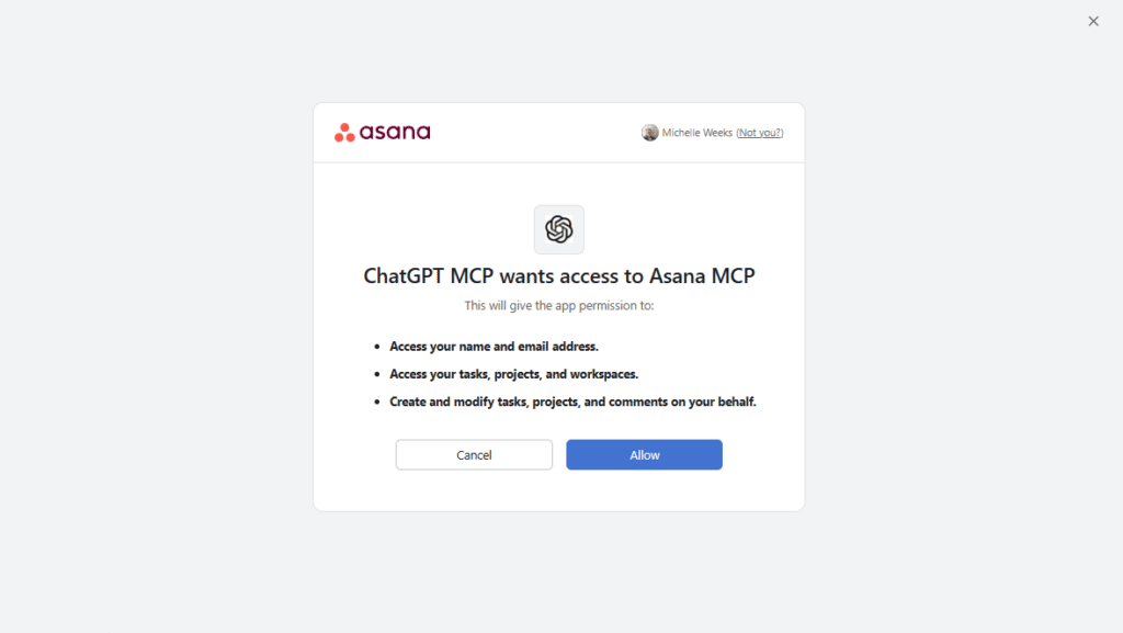 ChatGPT x Asana Permissions