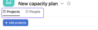 Inline project creation in capacity plans