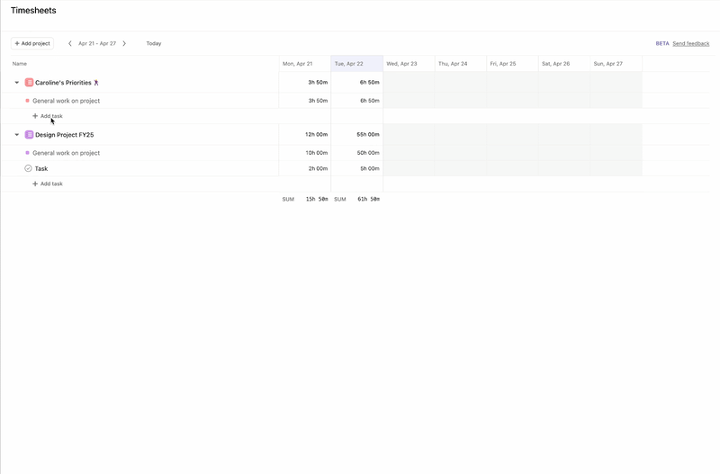 Log time into the future