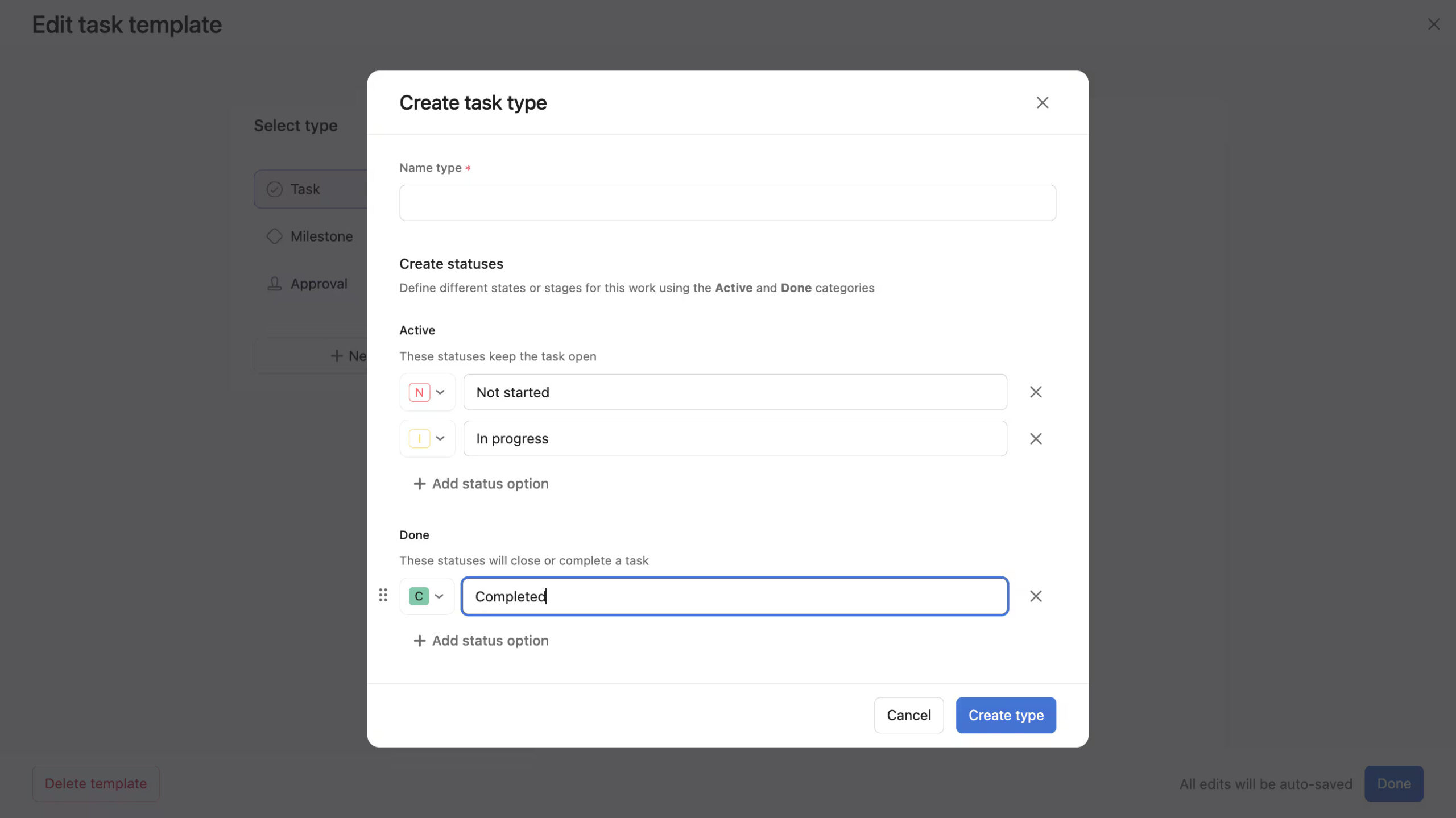 Task types in synced bundles