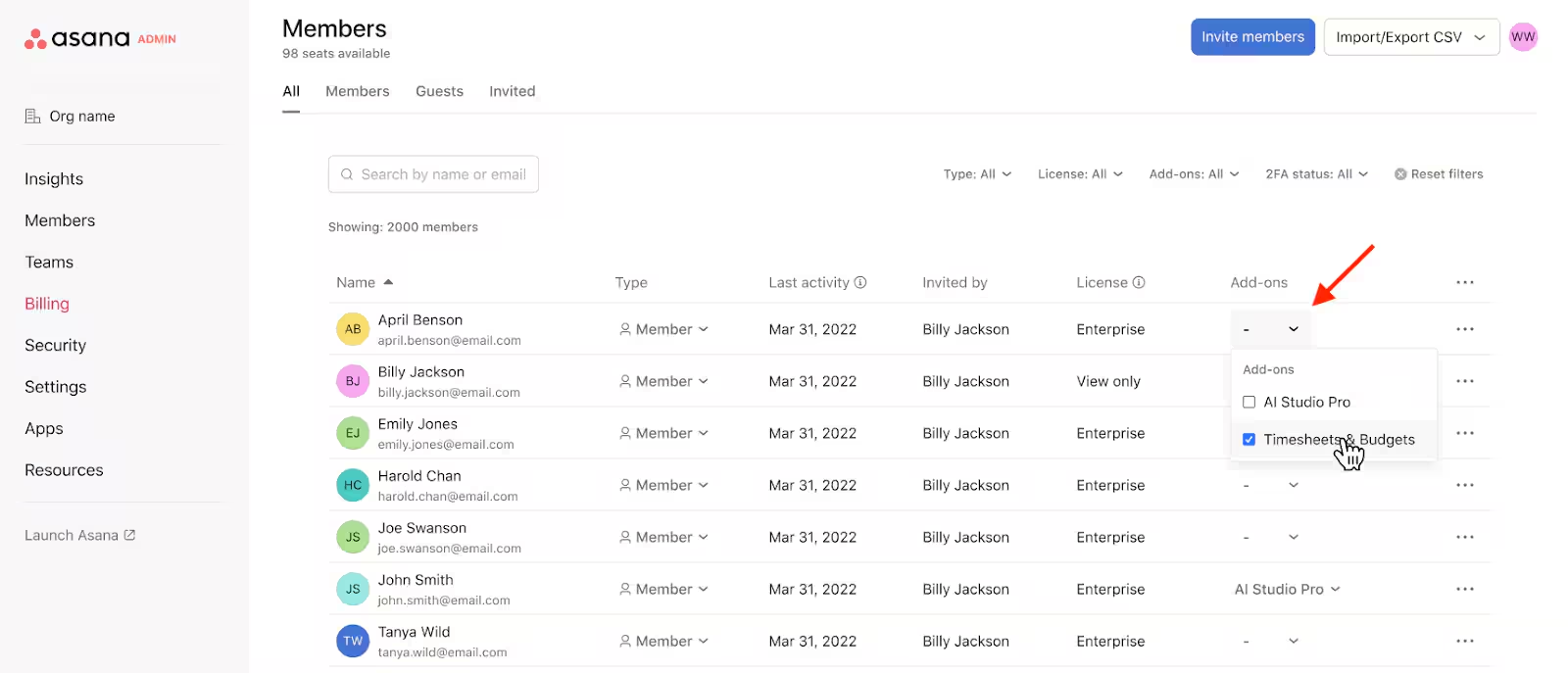 Time and budget add-on for Starter