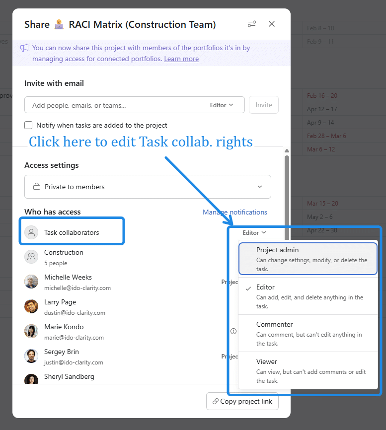 Permissions of Collaborators on Tasks